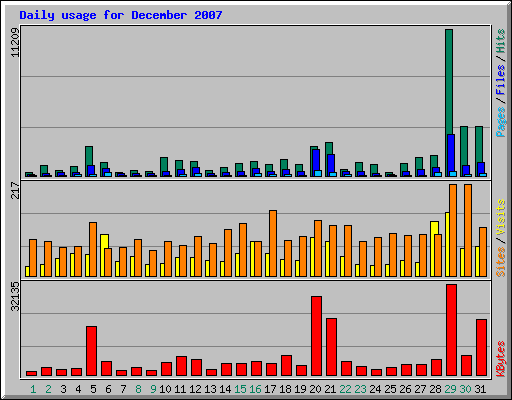 Daily usage for December 2007