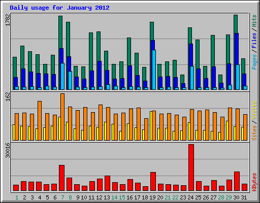 Daily usage for January 2012