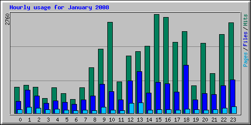 Hourly usage for January 2008