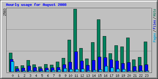Hourly usage for August 2008