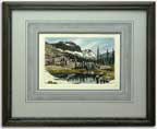 Framed with a custom, hand-colored mat.